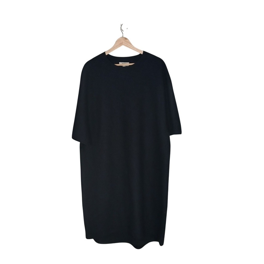 COS 100% Wool Oversized Midi Dress Womens S Black Minimalist Scandinavian